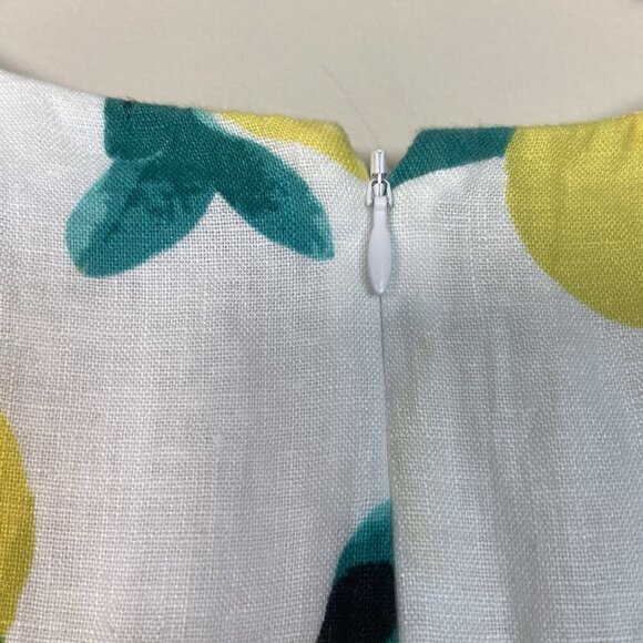 Cynthia Rowley 100% Linen Organic Lemon Knee Length Pocket Dress Size 14 Preppy - Picture 5 of 10